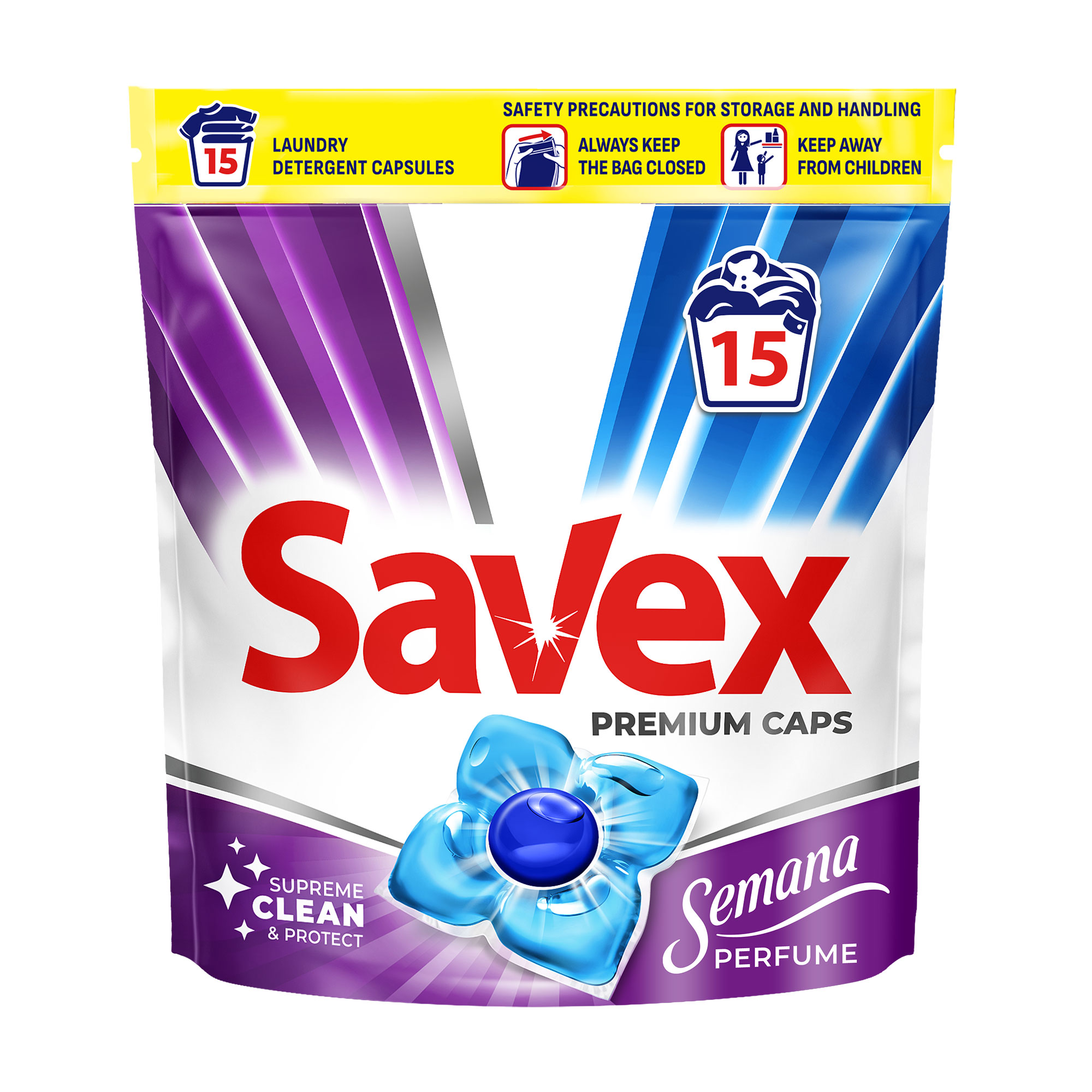 

Капсули для прання Savex Super Caps Semana Perfume, 15 циклів прання, 15 шт