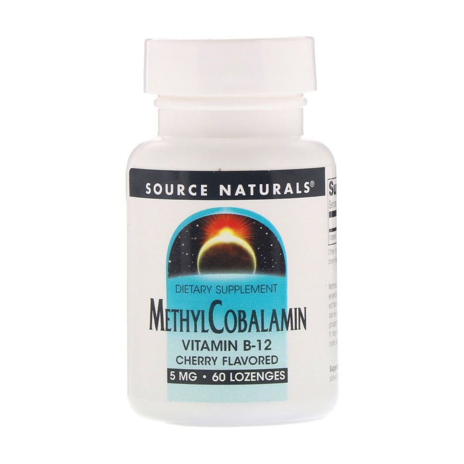 

Метилкобаламін Вітамін B12 Source Naturals MethylCobalamin Vitamin B12, 5 мг, зі смаком вишні, 60 льодяників