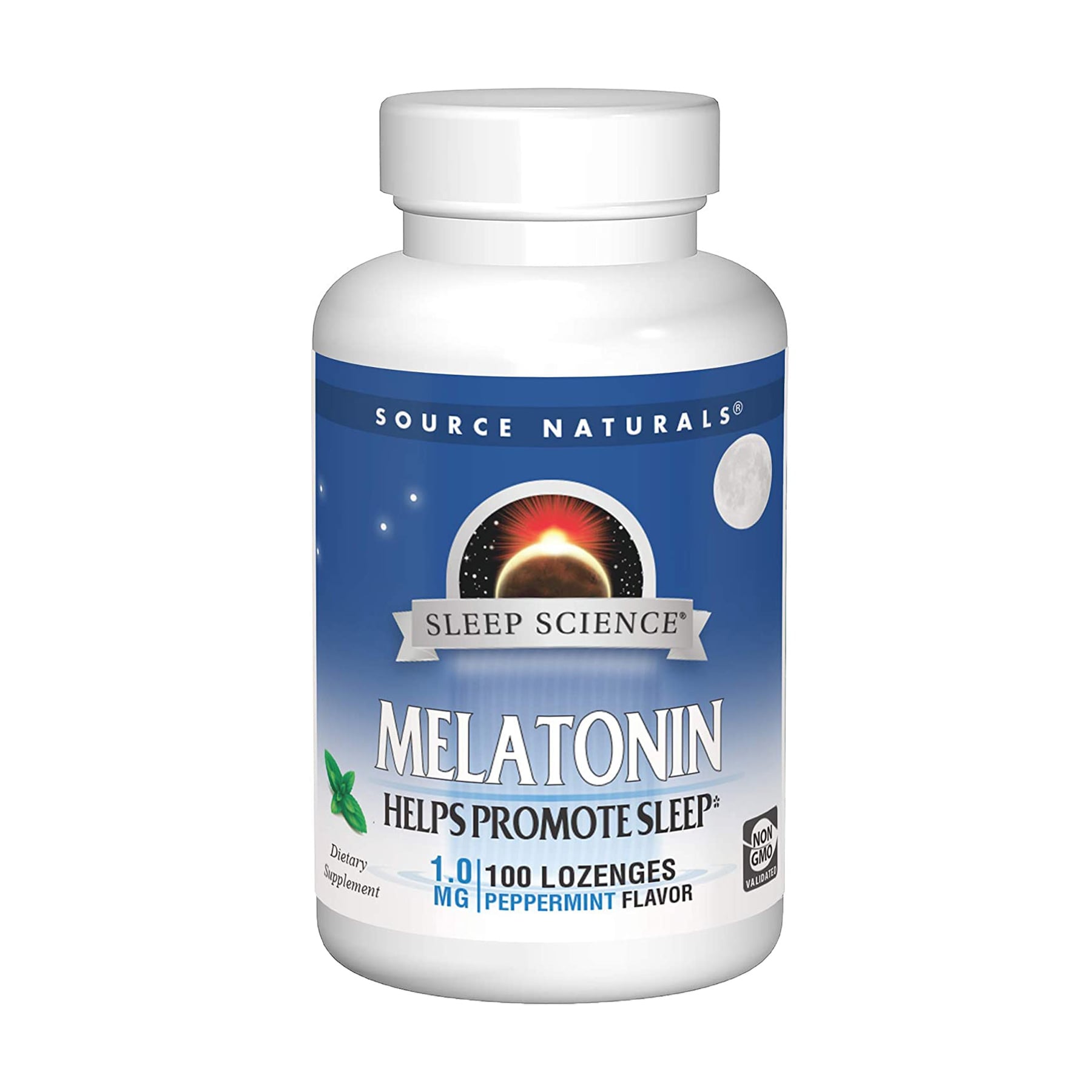 

Мелатонін Source Naturals Sleep Science Melatonin 1 мг, зі смаком м'яти, 100 льодяників