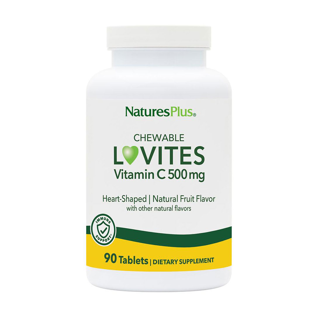

Вітамін С NaturesPlus Lovites Vitamin C 500 мг, у формі серця, 90 жувальних таблеток