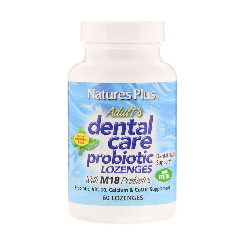 

Пробіотик NaturesPlus Adult's Dental Care Probiotic Lozenges Для здоров'я зубів, 60 льодяників