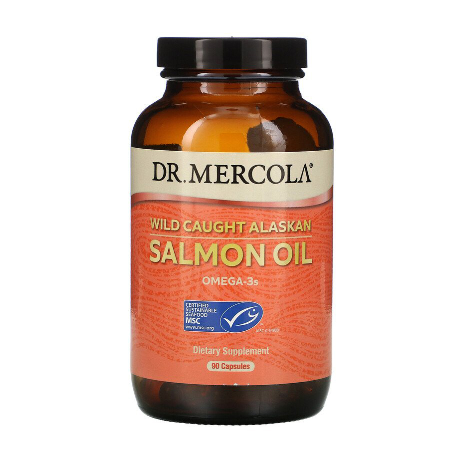 

Жир дикого аляскинського лосося Dr. Mercola Wild Caught Alaskan Salmon Oil, 90 капсул
