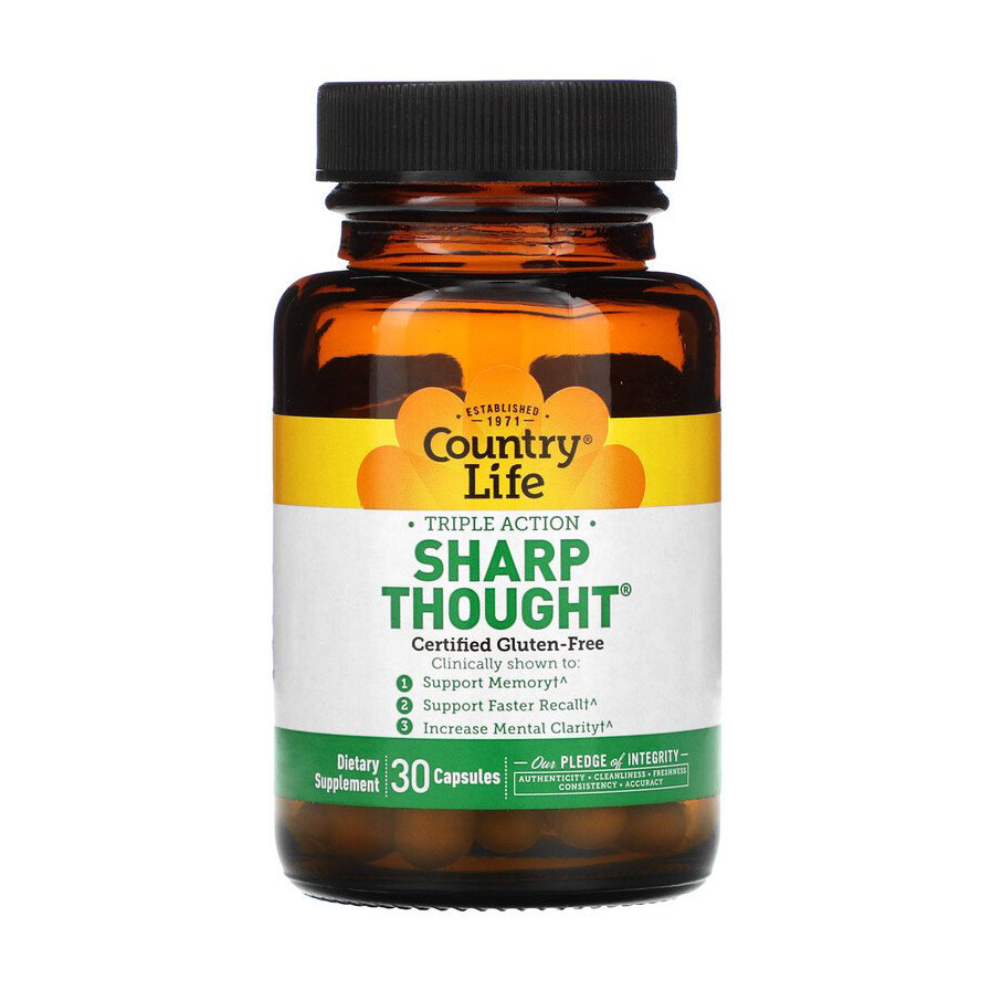 

Уцінка! Комплекс для підтримки мозкової діяльності Country Life Sharp Thought Support Of Brain Activity, 30 капсул