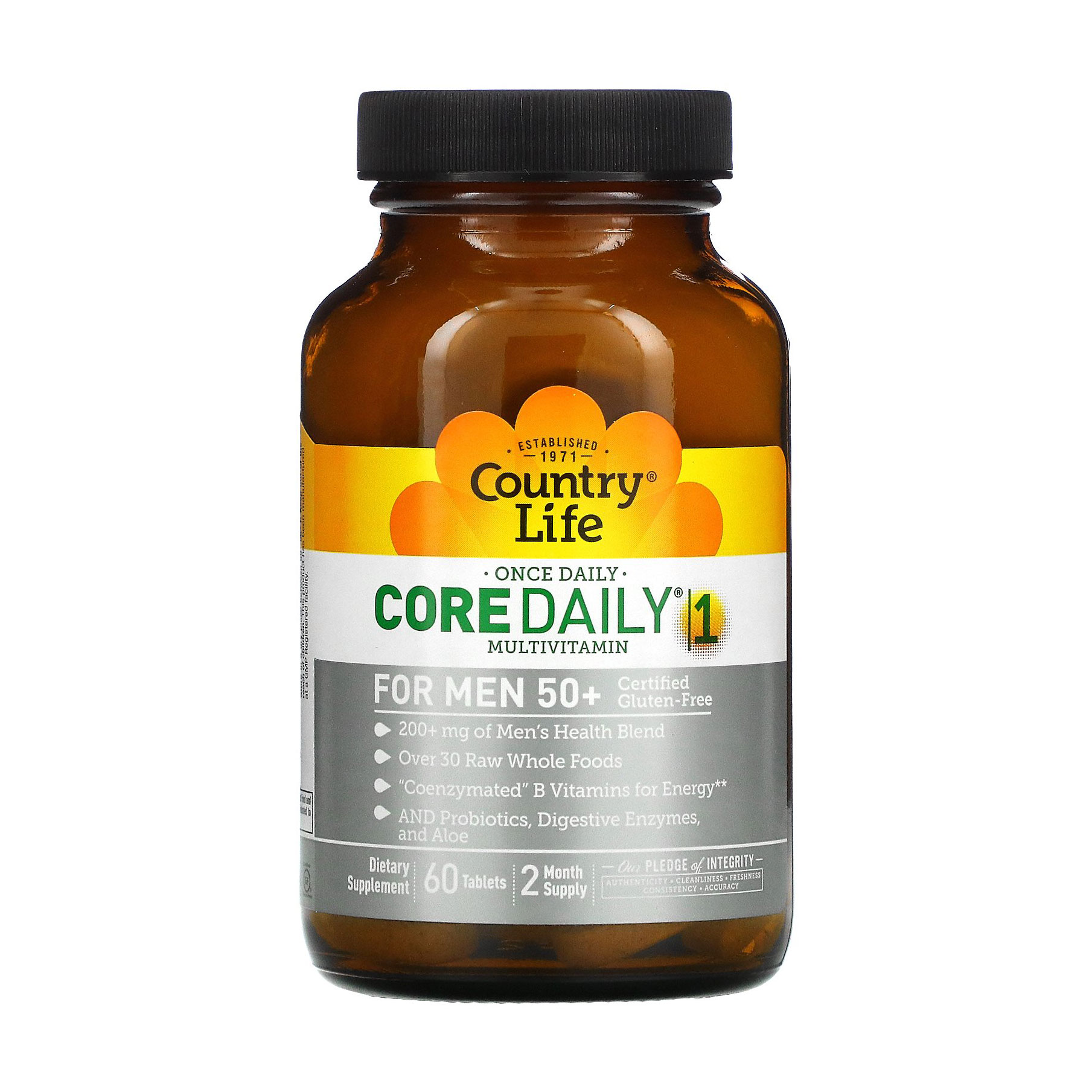 

Уцінка! Мультивітаміни для чоловіків 50+ Country Life Core Daily-1 for Men, 60 таблеток