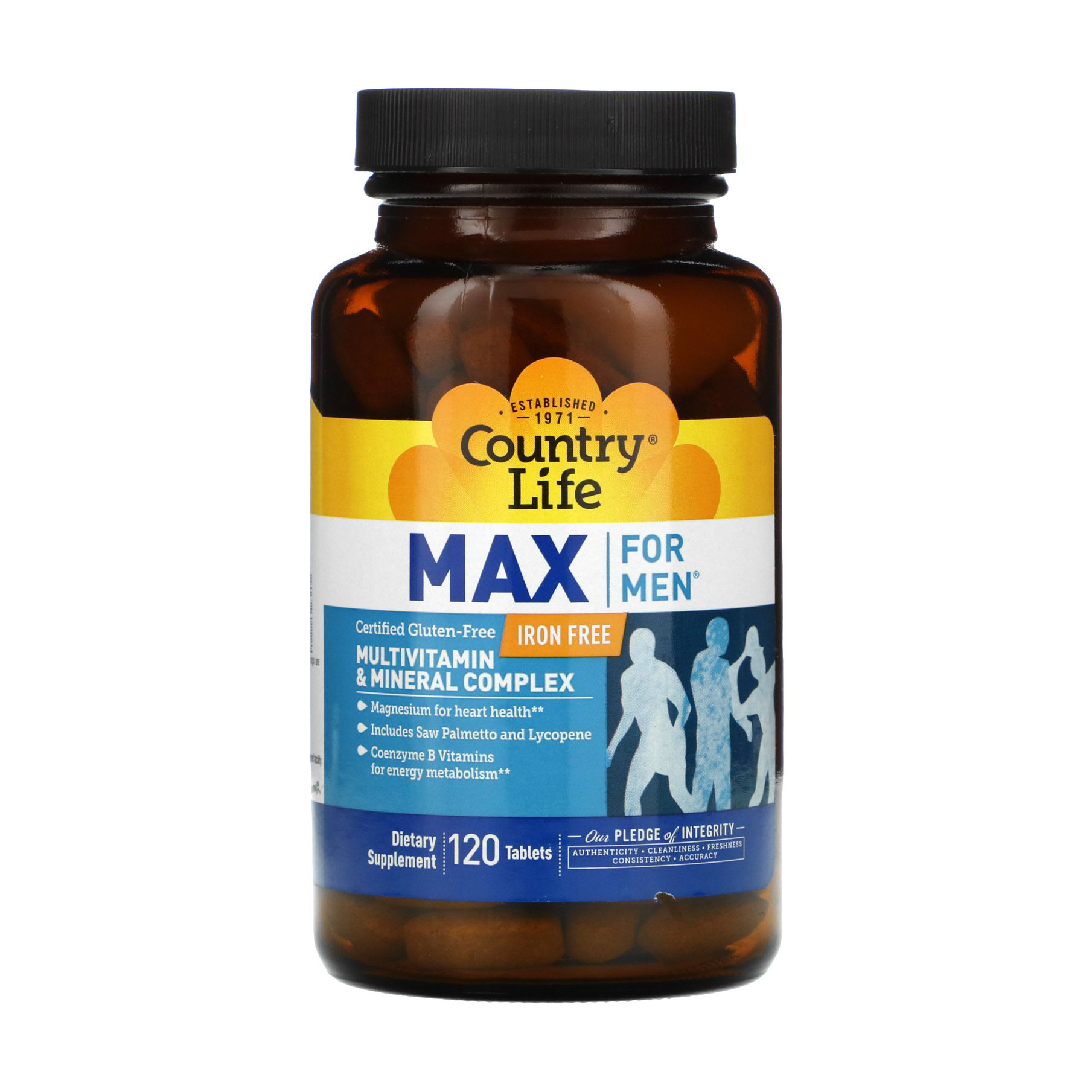 

Вітамінно-мінеральний комплекс для чоловіків Country Life Max For Men без заліза, 120 таблеток