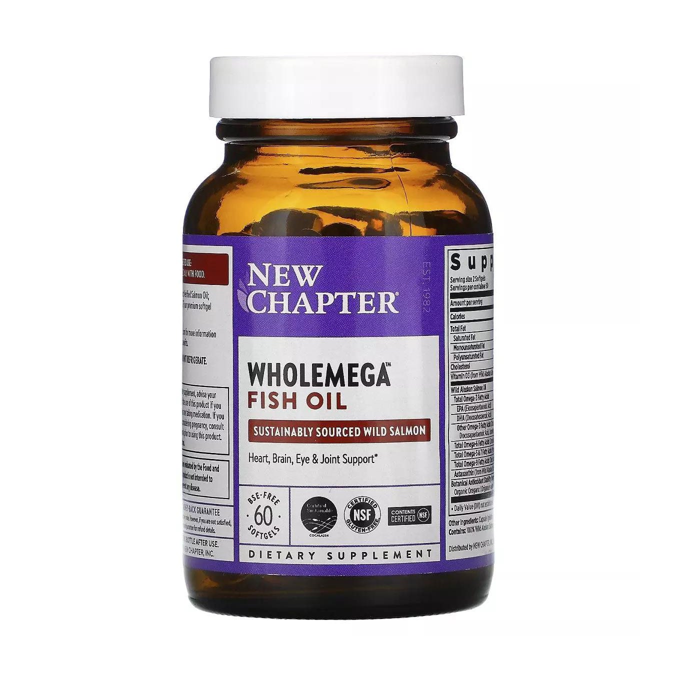 

Жир аляскинського лосося New Chapter Wholemega Fish Oil, 60 капсул