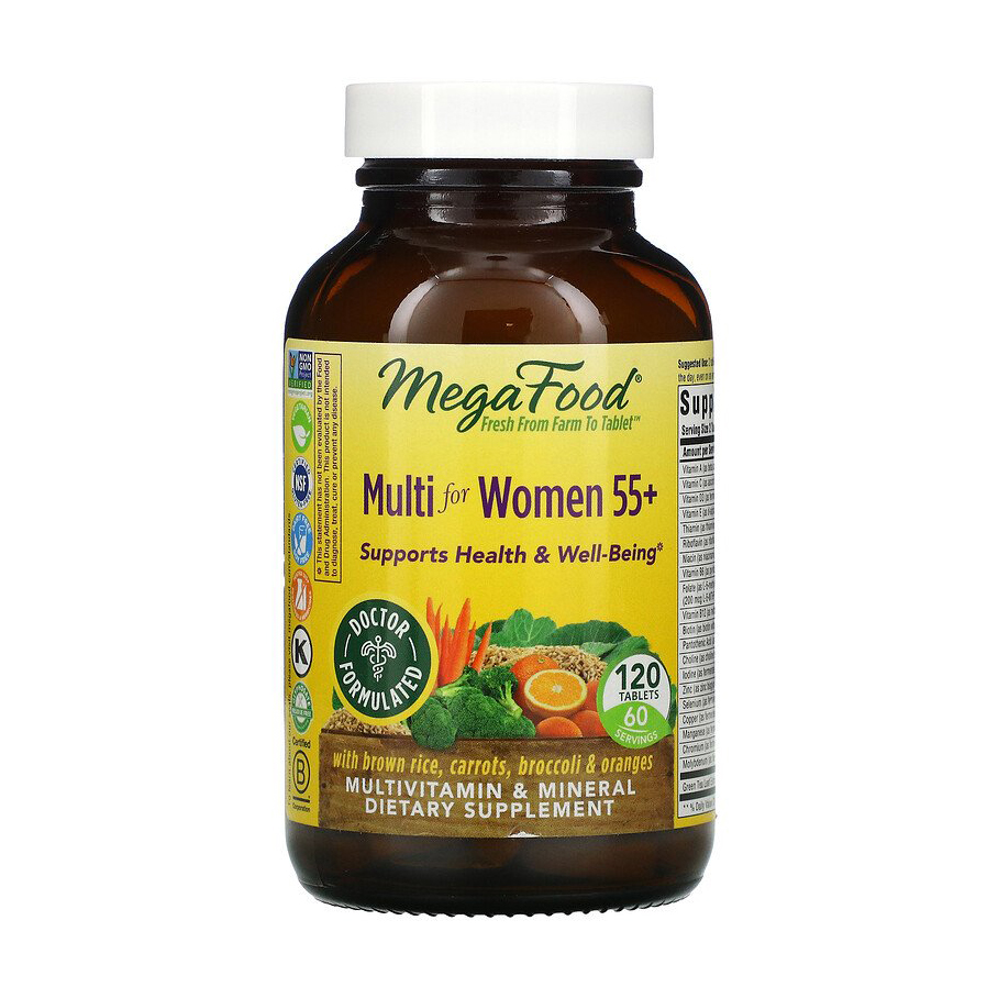 

Уцінка! Мультивітаміни та мінерали MegaFood Multi for Women 55+ для жінок, 120 таблеток