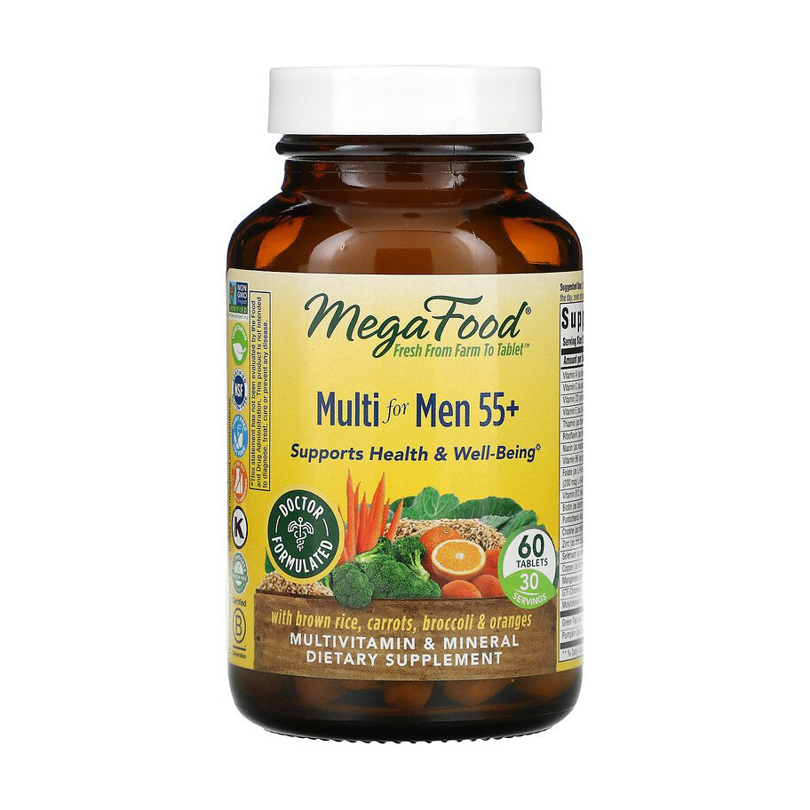 

Мультивітаміни та мінерали для чоловіків 55+ MegaFood Multi for Men, 60 таблеток