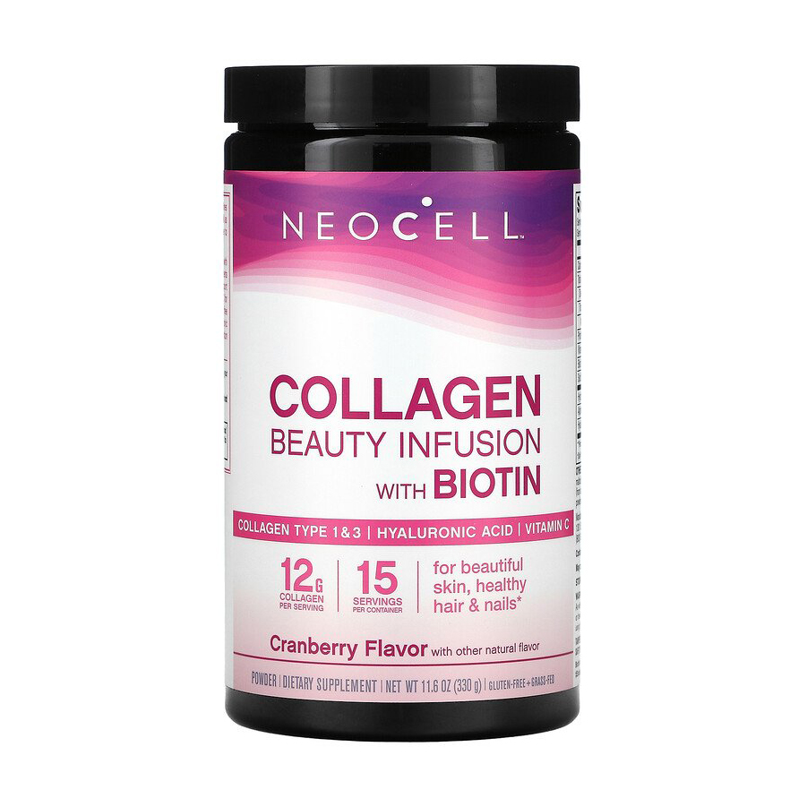 

Комплекс для краси волосся, шкіри та нігтів Neocell Beauty Infusion Collagen Type 1 and 3, зі смаком журавлини, в порошку, 330 г