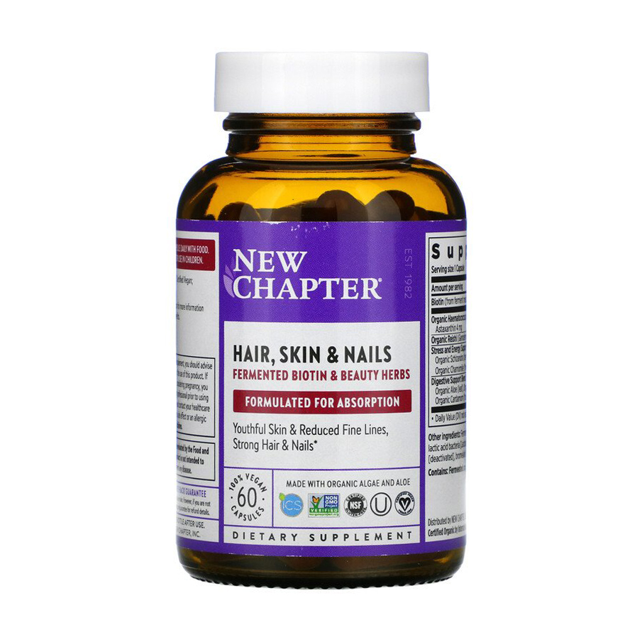 

Уцінка! Комплекс для волосся, шкіри та нігтів New Chapter Hair, Skin & Nail, 60 веганських капсул