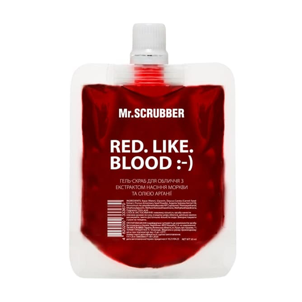 

Подарунок! Гель-скраб для обличчя Mr.Scrubber Red. Like. Blood з екстрактом насіння моркви та олією арганії, 50 мл