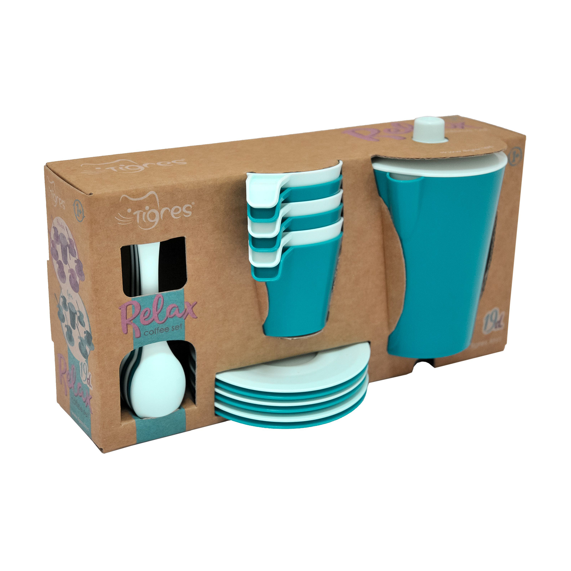 

Дитячий набір посудки Tigres Релакс, Кавовий, від 1 року, ціан, 19 елеметів (39803)