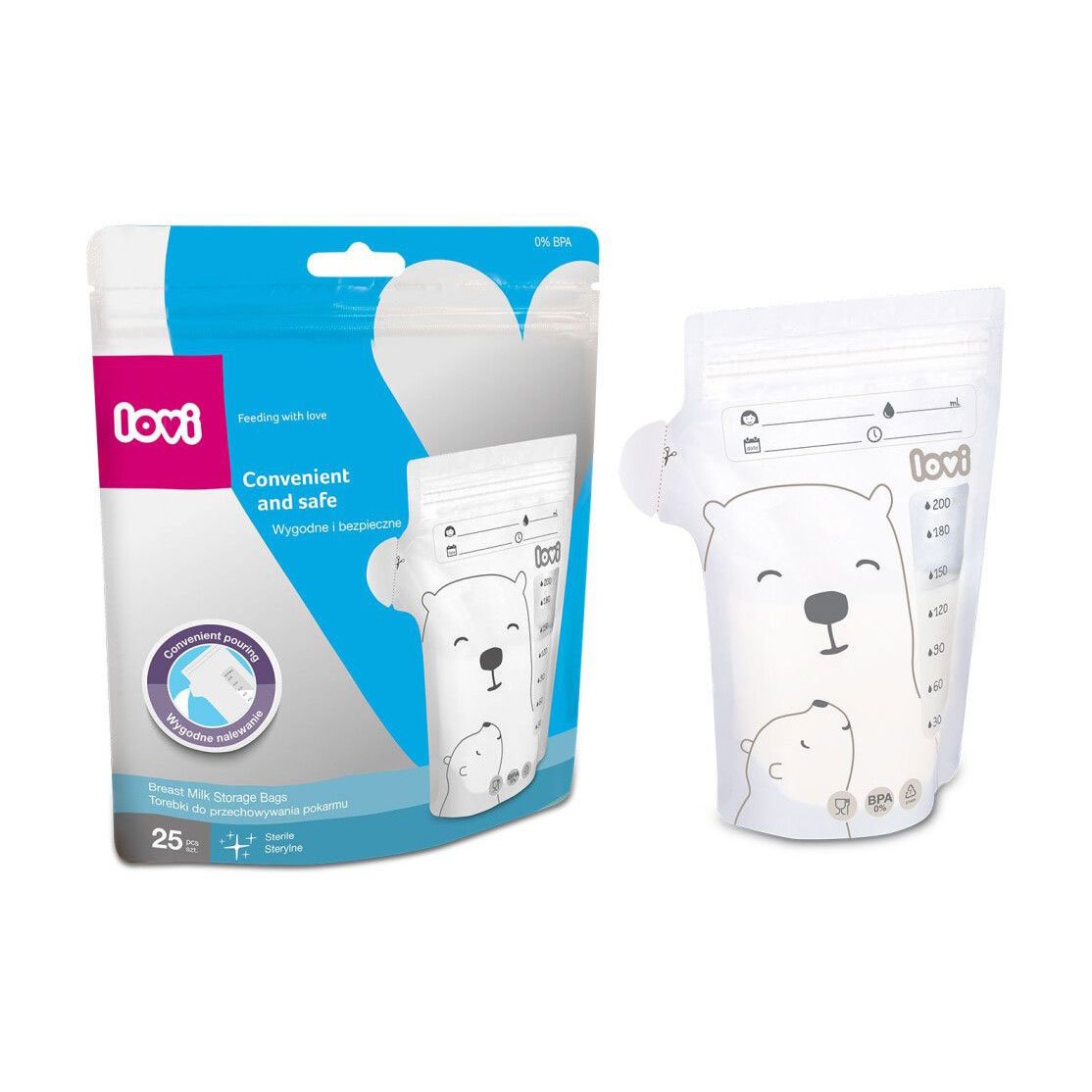 

Пакети для зберігання грудного молока LOVI Buddy bear, 25*200 мл (12/208)