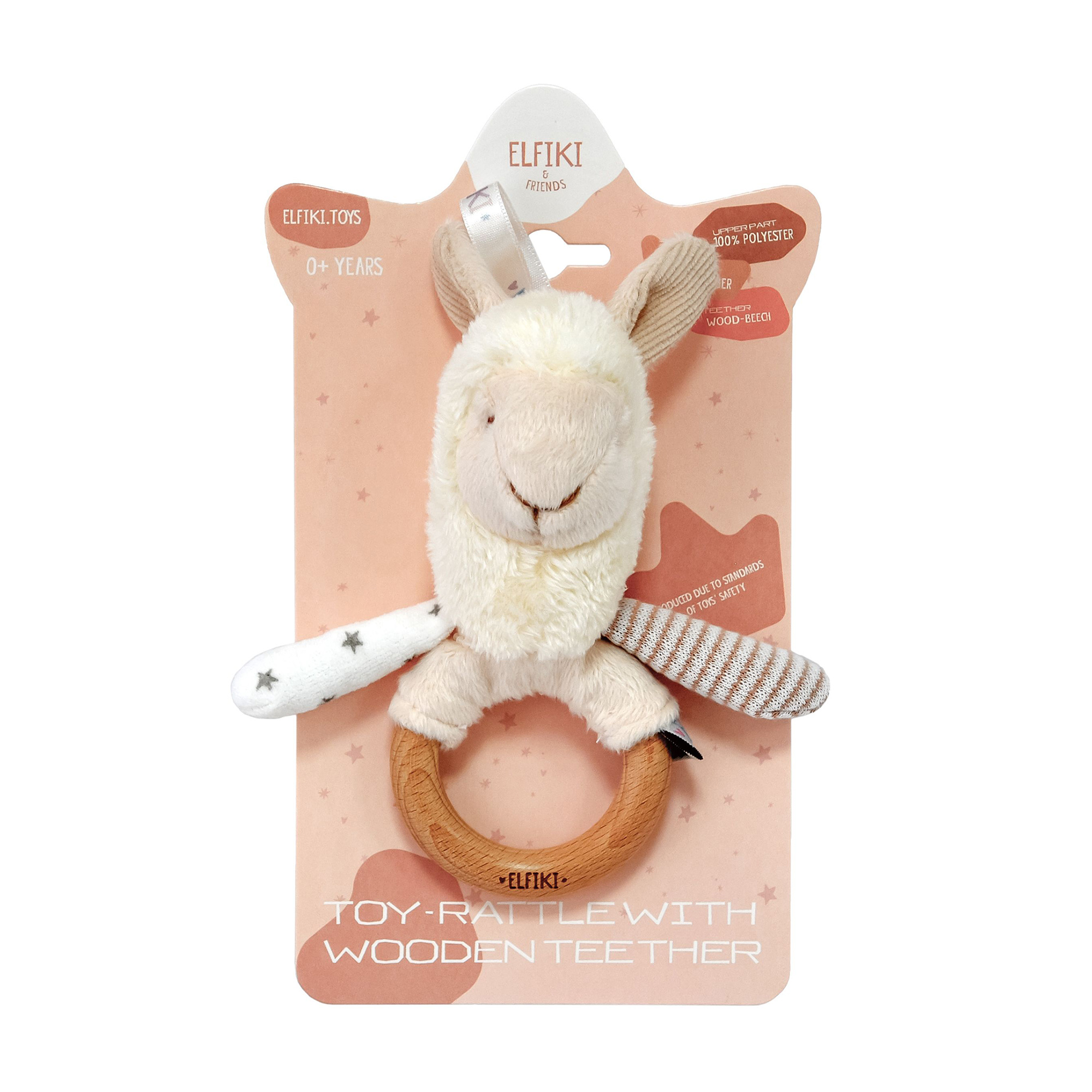 

Іграшка-брязкальце Elfiki & Friends Лама Семмі, з дерев'яним гризунком, від народження (ІГ-0135)