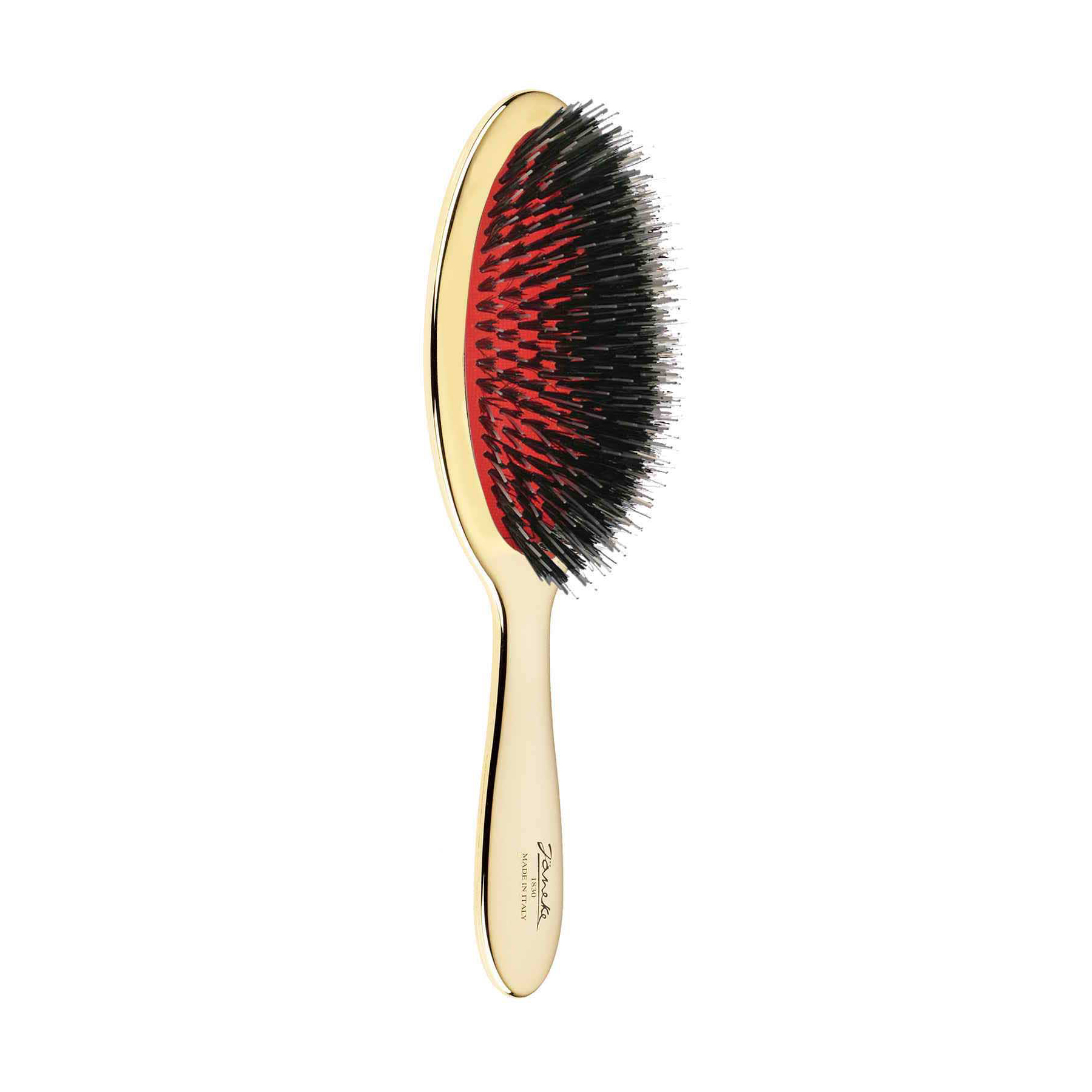 

Щітка для волосся Janeke Medium Hair Brush Золота, з хромованим покриттям та щетиною кабана, розмір M