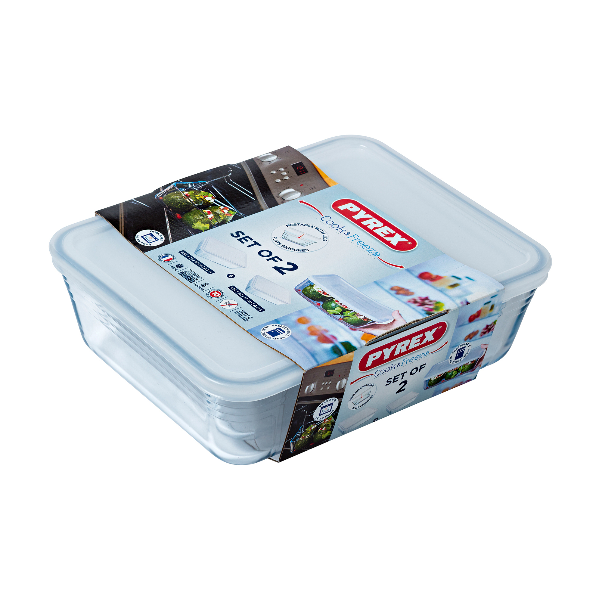 

Набір форм для випічки PYREX Cook & Freez з кришкою, 2 предмета (912S951)