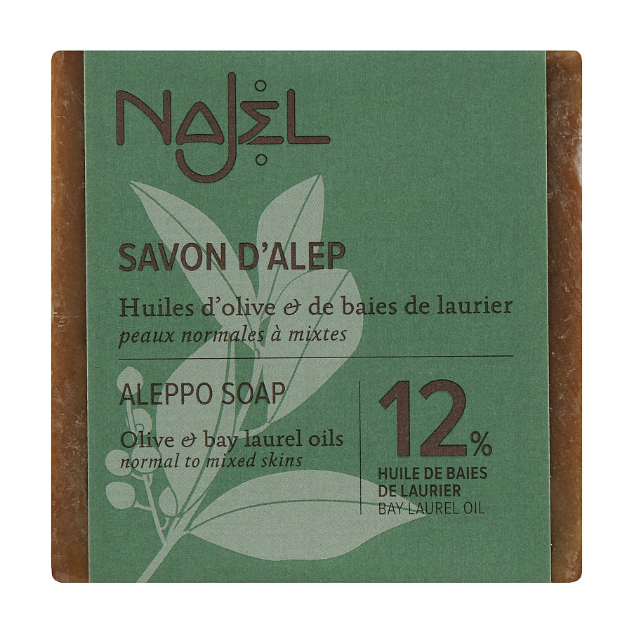 

Алеппське мило Najel Aleppo Soap 12% Bay Laurel Oil для нормальної та комбінованої шкіри, 200 г