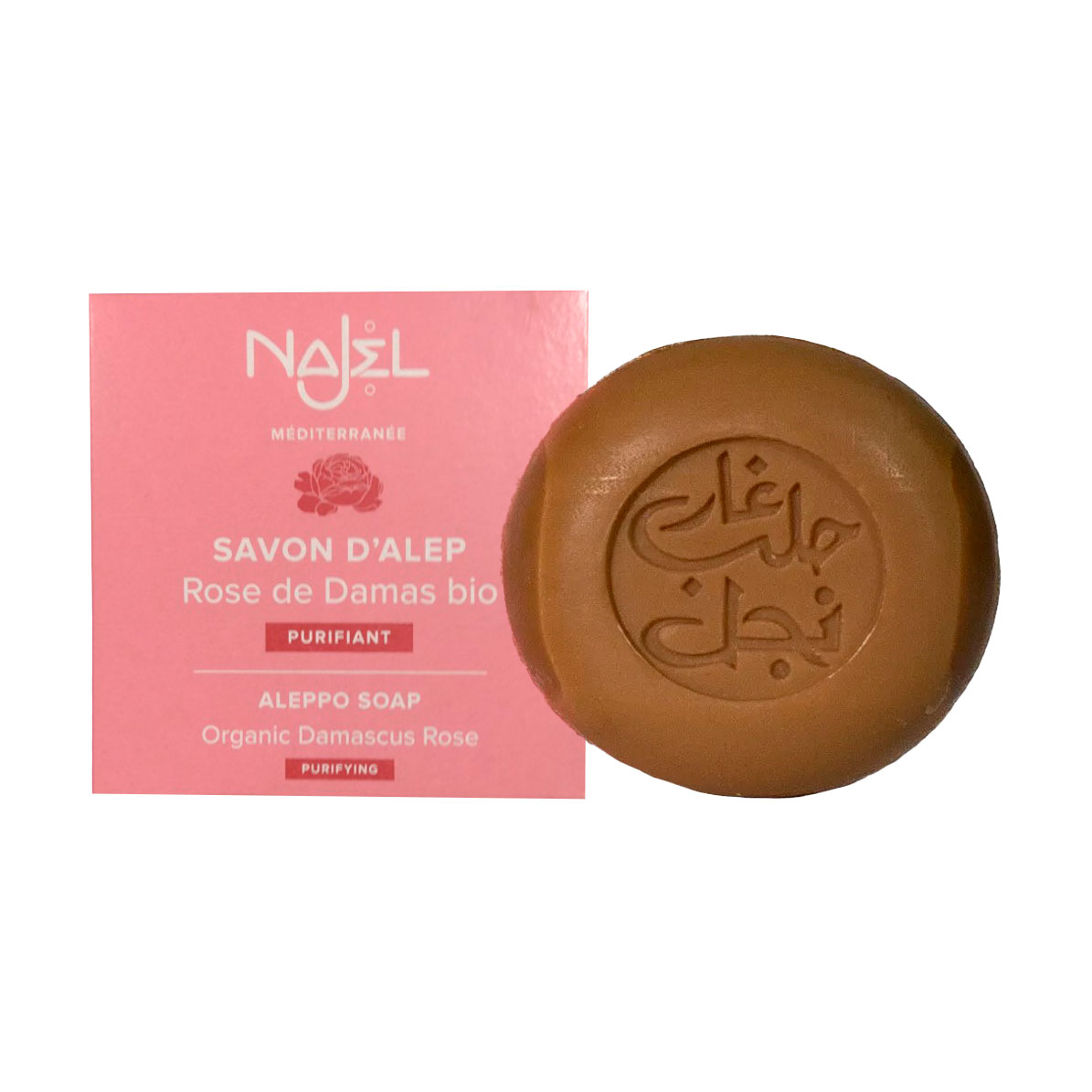 

Алеппське мило Najel Aleppo Soap Organic Damascus Rose з органічною дамаською трояндою, 100 г