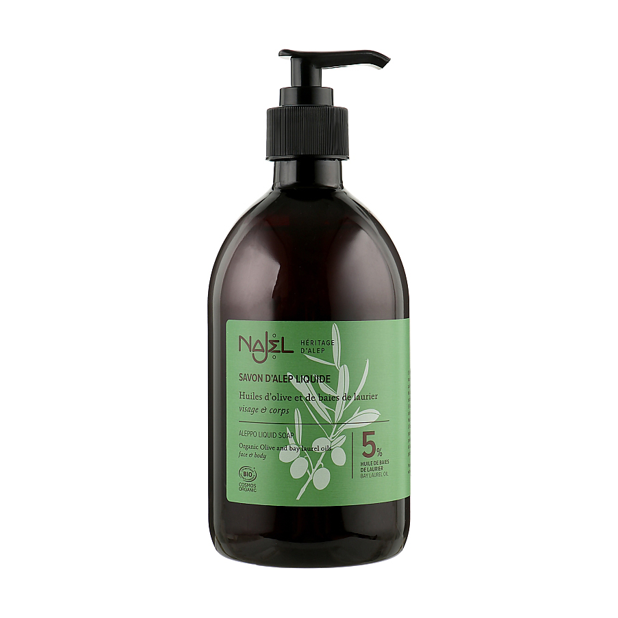 

Уцінка! Органічне рідке алеппське мило Najel Aleppo Liquid Soap 5% Bay Laurel Oil, 500 мл