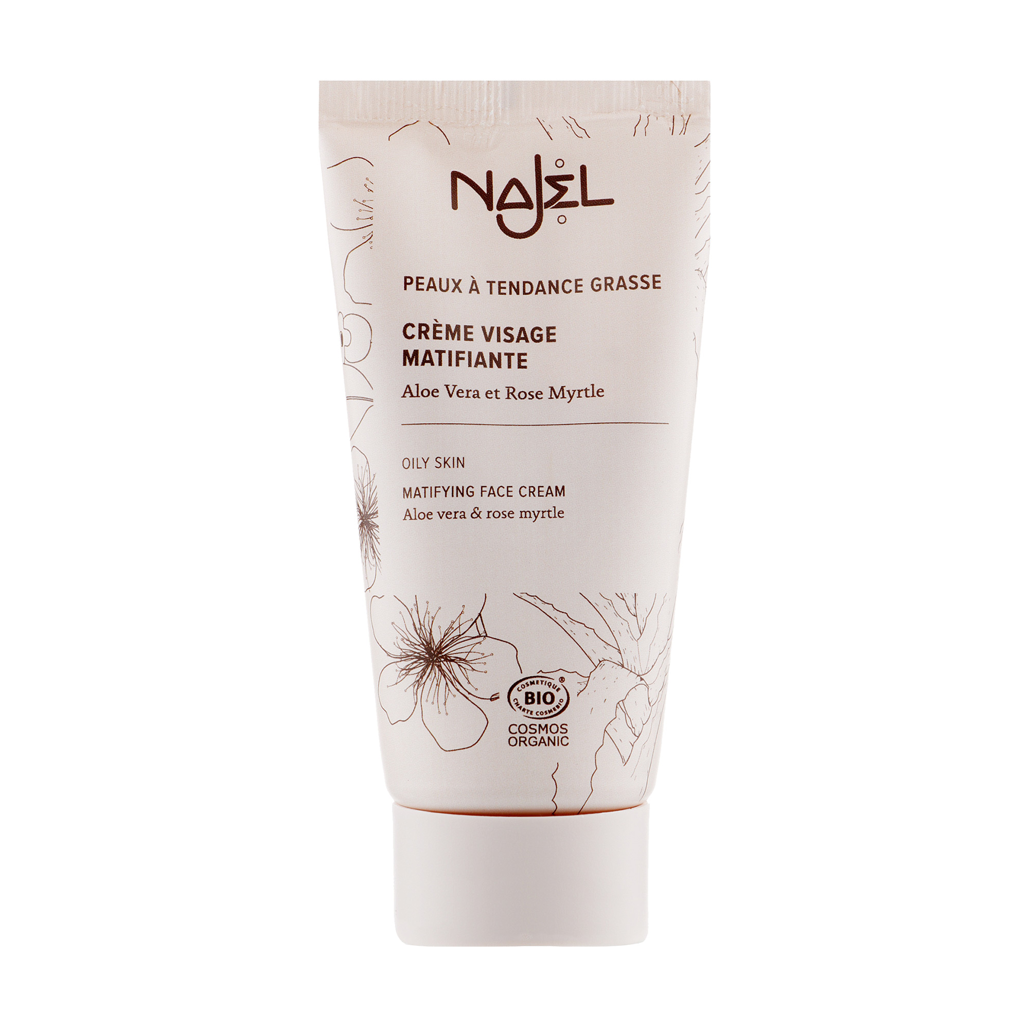 

Уцінка! Органічний матувальний крем для обличчя Najel Mattifying Face Cream Aloe Vera & Rose Myrtle для жирної шкіри, з миртовою трояндою, 50 мл