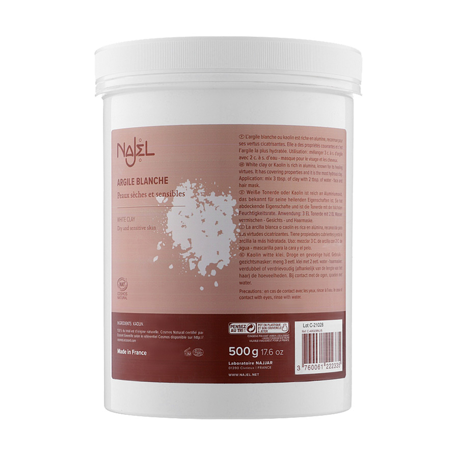 

Уцінка! Біла глина Najel White Clay Dry and Sensitive Skin для сухої чутливої шкіри, 500 г
