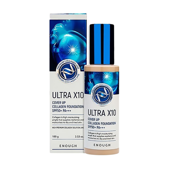

Уцінка! Тональний крем для обличчя Enough Ultra X10 Cover Up Collagen Foundation SPF 50+ PA +++, 23, 100 мл