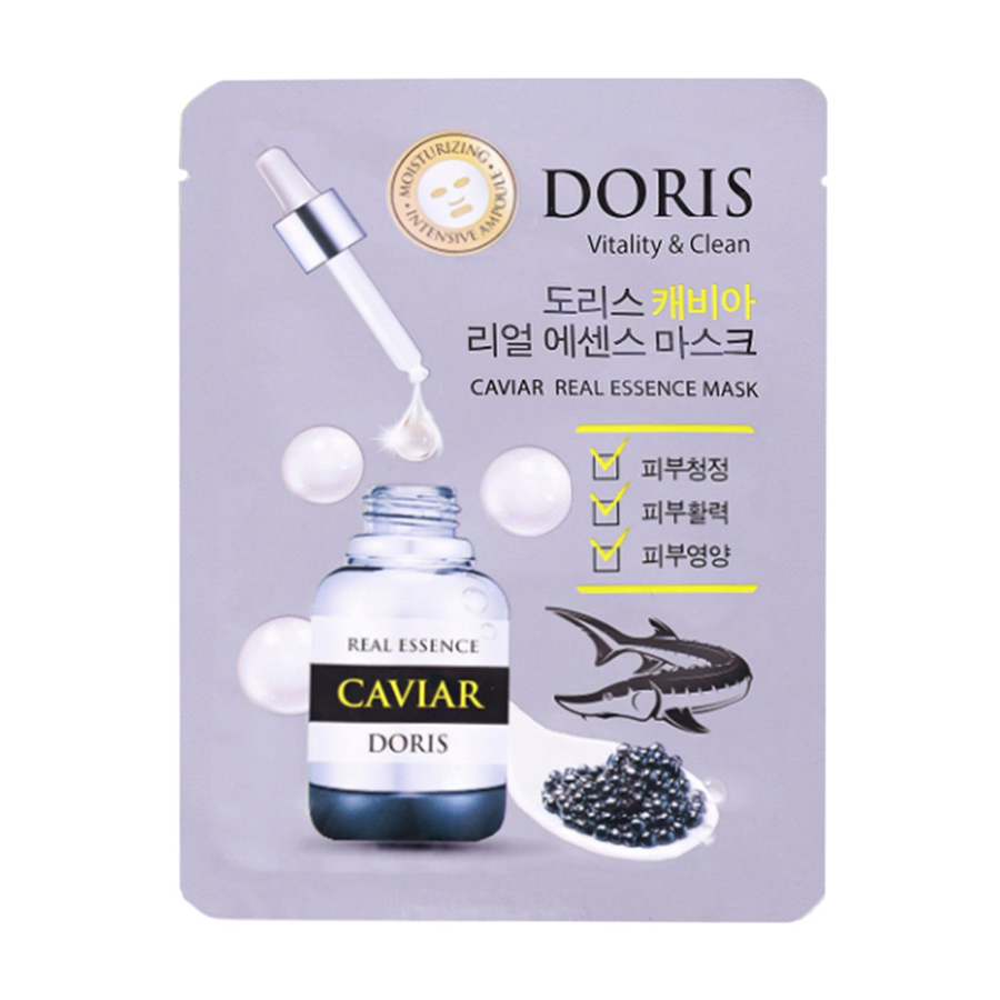 

Уцінка! Ампульна тканинна маска для обличчя Doris Caviar Real Essence Mask з екстрактом чорної ікри, 25 мл