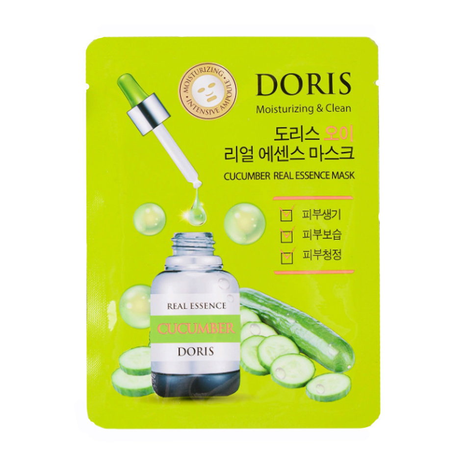 

Уцінка! Ампульна тканинна маска для обличчя Doris Cucumber Real Essence Mask з екстрактом огірка, 25 мл