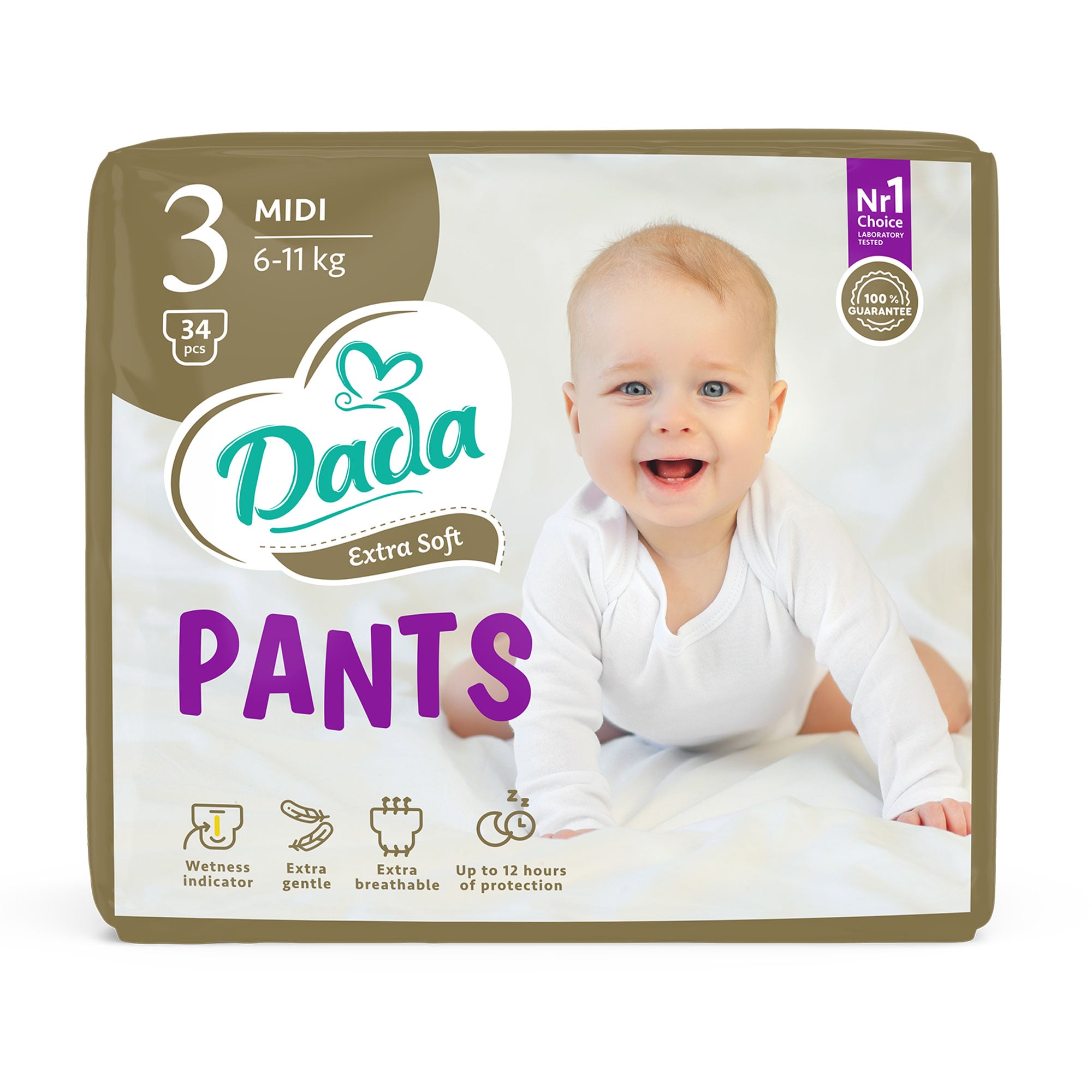 

Підгузки-трусики Dada Extra Soft Midi розмір 3 (6-11 кг), 34 шт