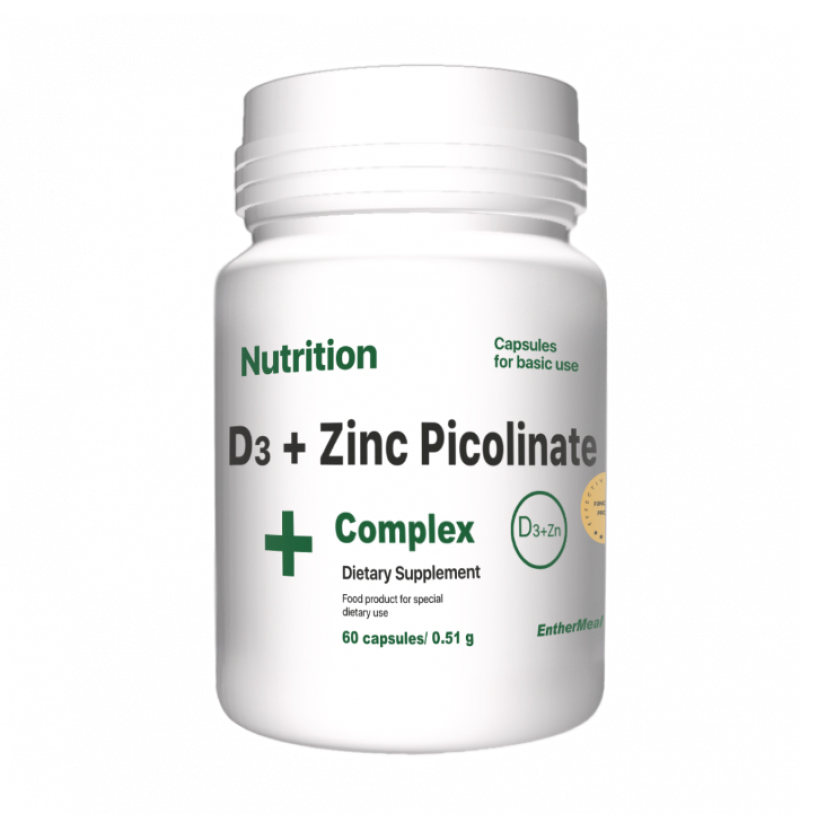 

Уцінка! Вітамінно-мінеральний комплекс AB PRO EntherMeal D3 + Zinc Picolinate Complex+ Caps, 60 капсул