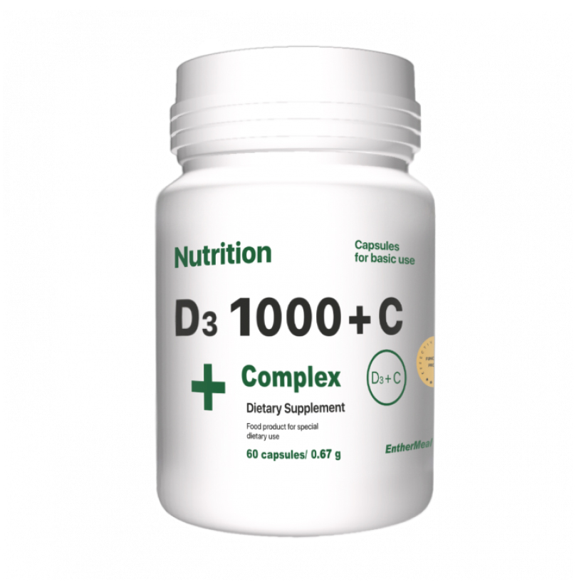 

Уцінка! Вітаміни D3 и C AB PRO EntherMeal D3 1000 + С Complex+ Caps, 60 капсул
