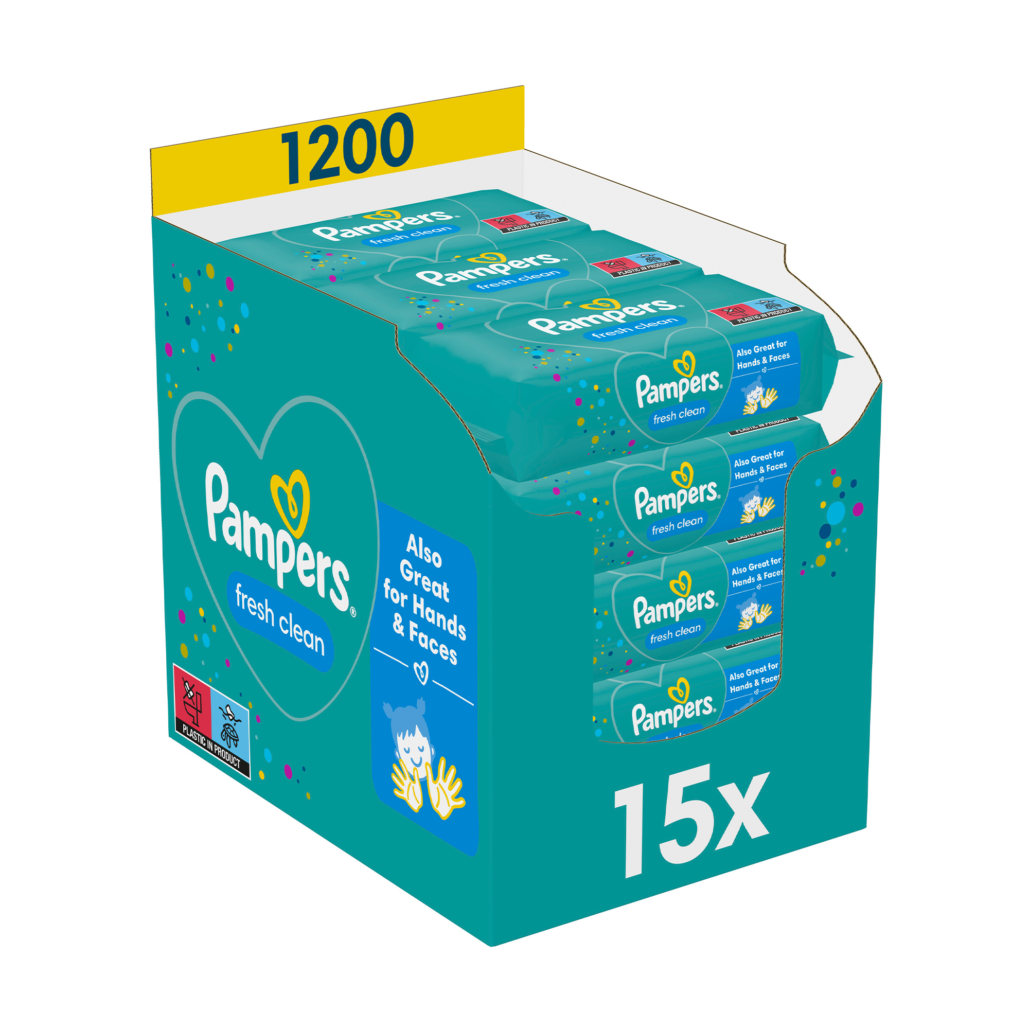 

Уцінка! Дитячі вологі серветки Pampers Fresh Clean, 15*80 шт