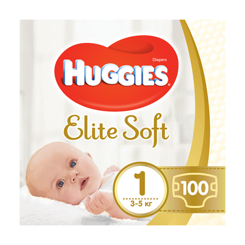 

Дитячі підгузки Huggies Elite Soft розмір 1 (3-5 кг), 100 шт