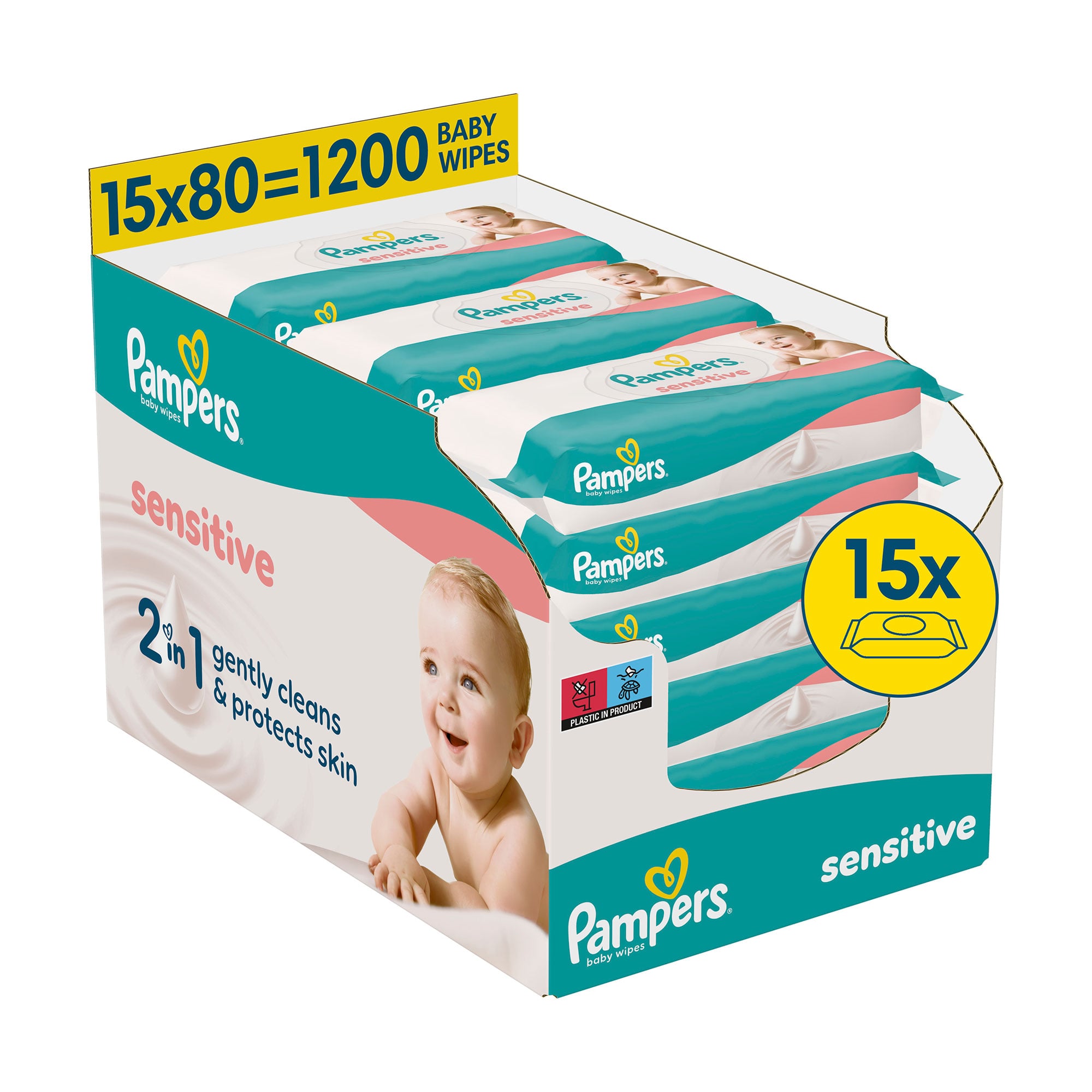 

Дитячі вологі серветки Pampers Sensitive, 1200 шт