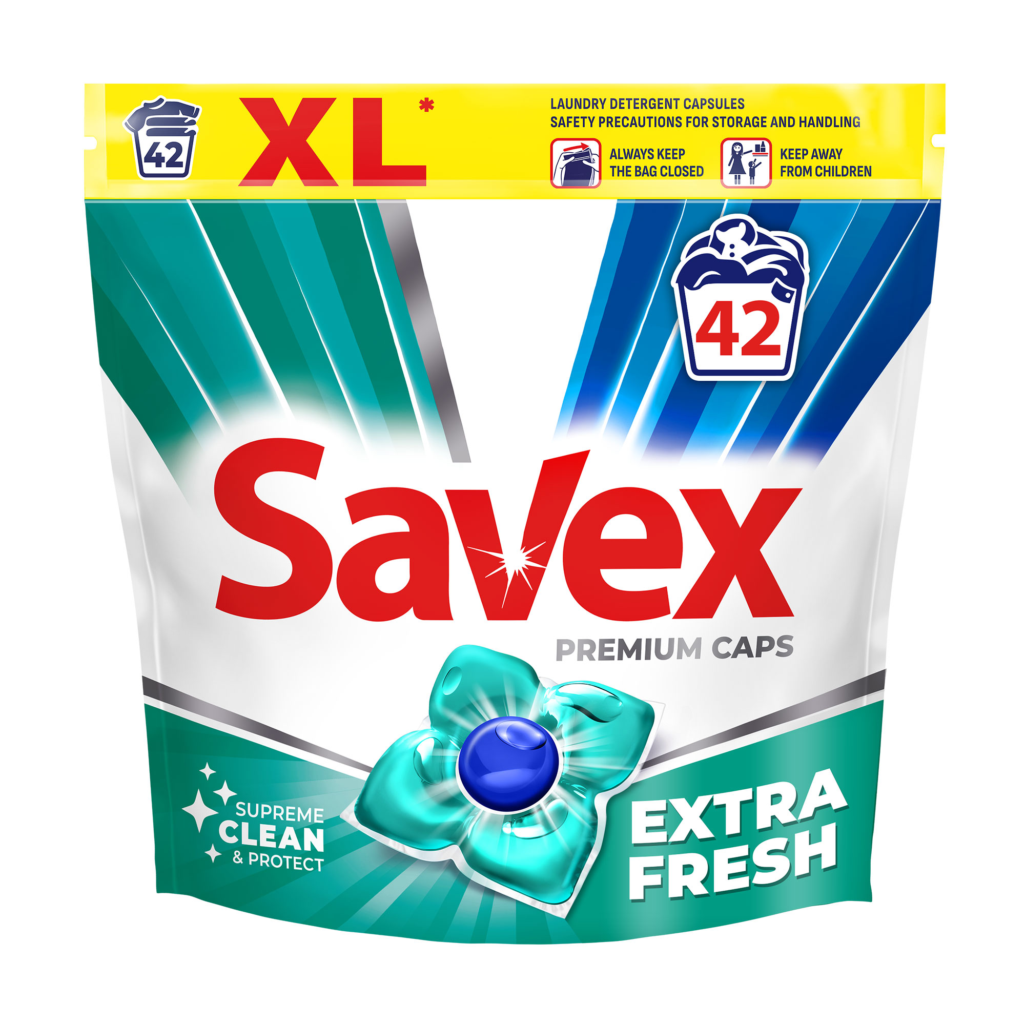 

Капсули для прання Savex Super Caps Extra Fresh, 42 цикли прання, 42 шт