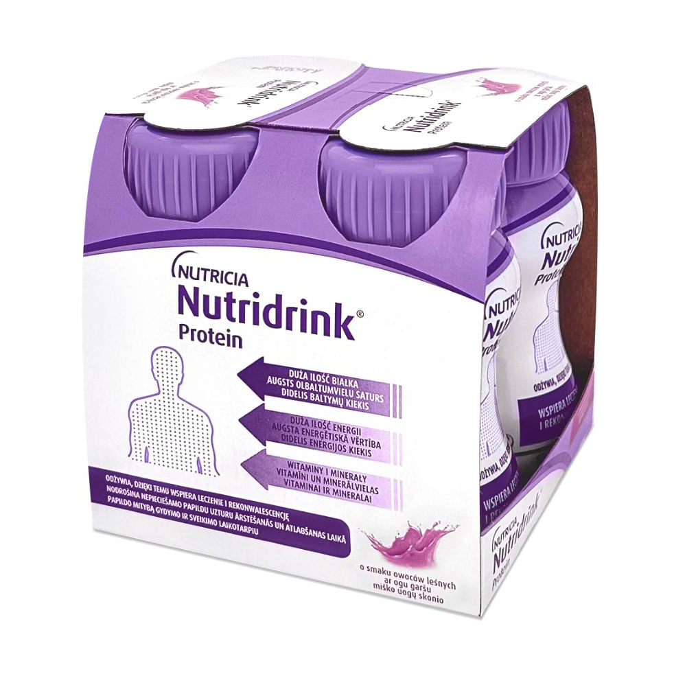 

Спеціальне ентеральне харчування Nutricia Nutridrink Protein зі смаком лісових ягід, від 6 років, 4*125 мл
