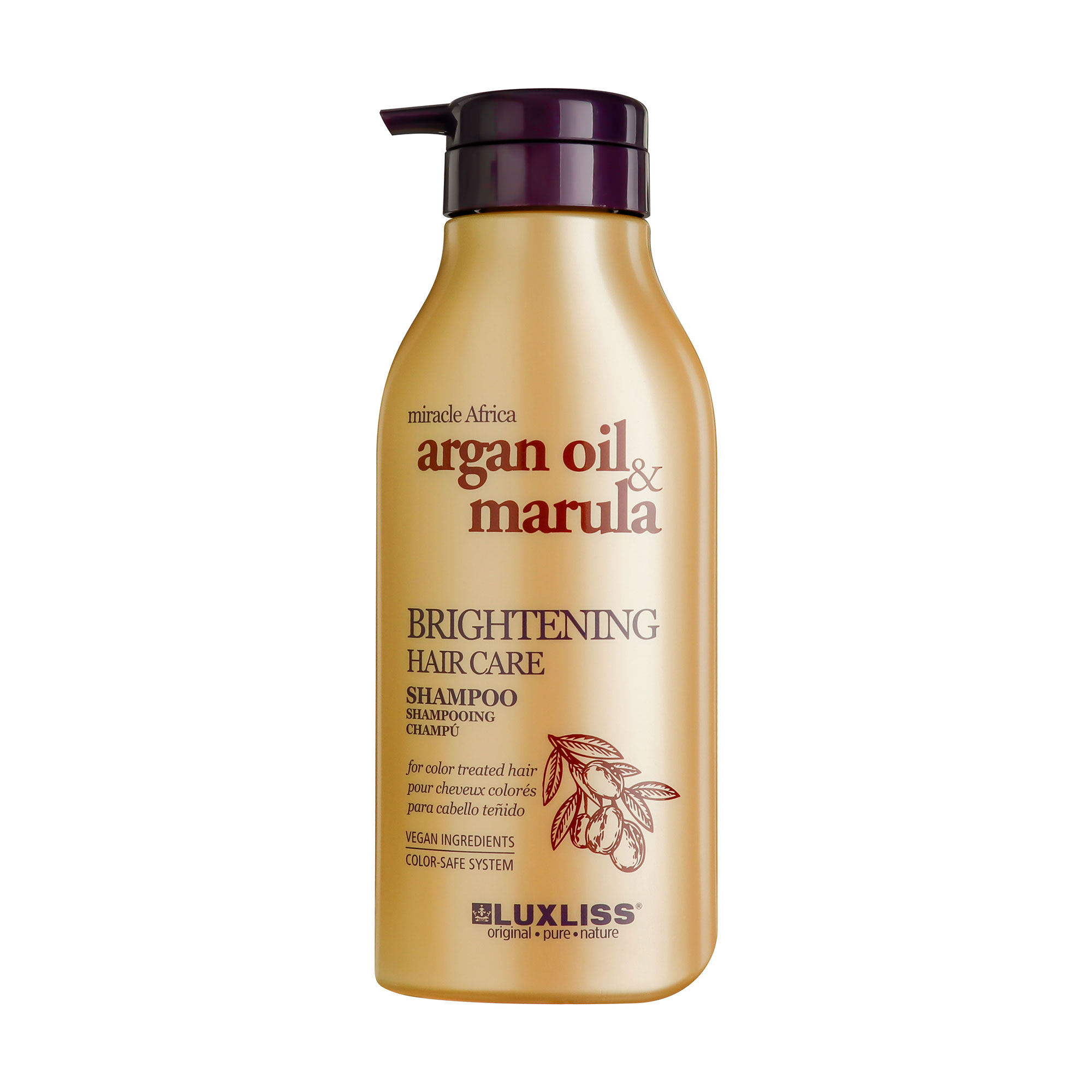 

Уцінка! Шампунь для блиску волосся Luxliss Miracle Africa Brightening Hair Care Shampoo Argan Oil & Marula, 500 мл