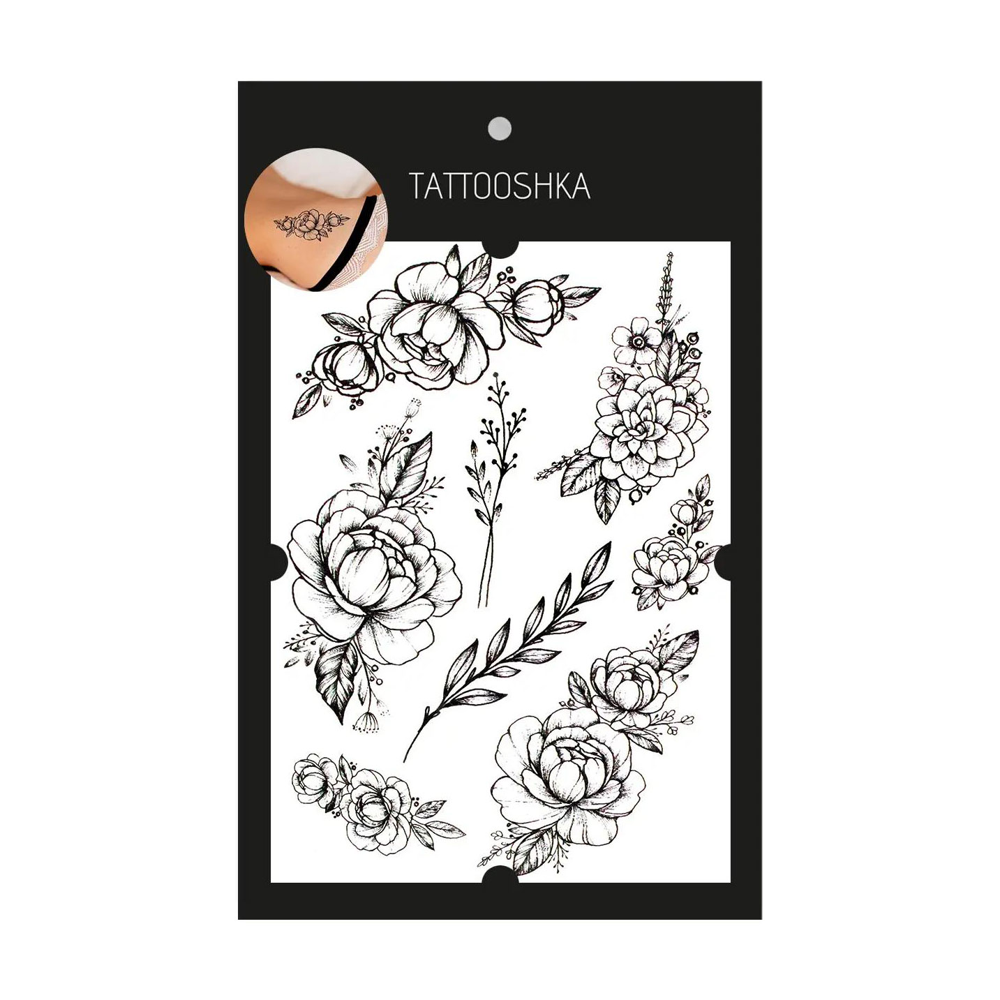 

Тимчасові татуювання-наклейки Tattooshka Піони з гілочками