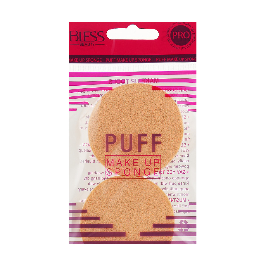

Спонж для пудри Bless Beauty Puff Make Up Sponge, круглий, 2 шт
