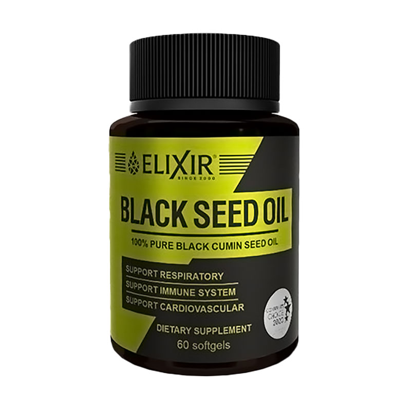 

Олія чорного кмину Еліксір Black Cumin Seed Oil 500 мг, 60 капсул
