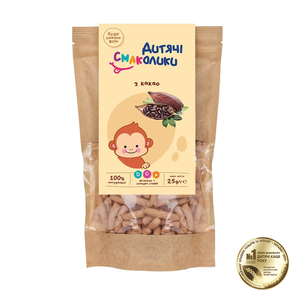 

Дитячі снеки Дитячі смаколики з какао, злаки, від 3 років, 25 г