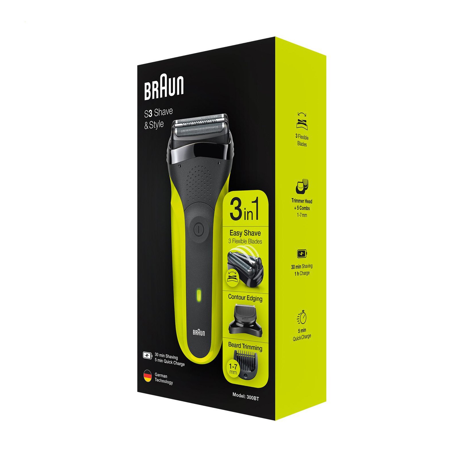 

Електробритва чоловіча Braun Series 3 300BT Black/Green