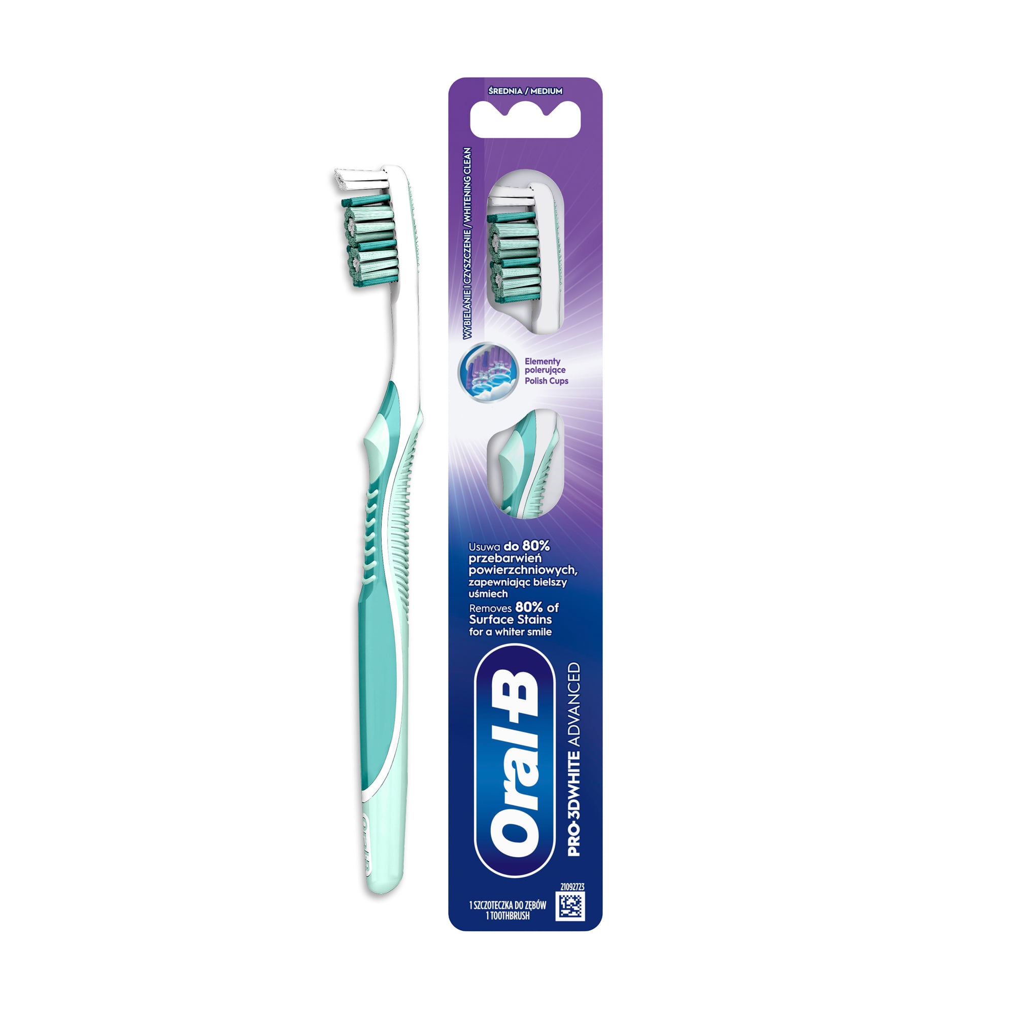 

Зубна щітка Oral-B 3D White Advanced Відбілювання, середньої жорсткості, 1 шт