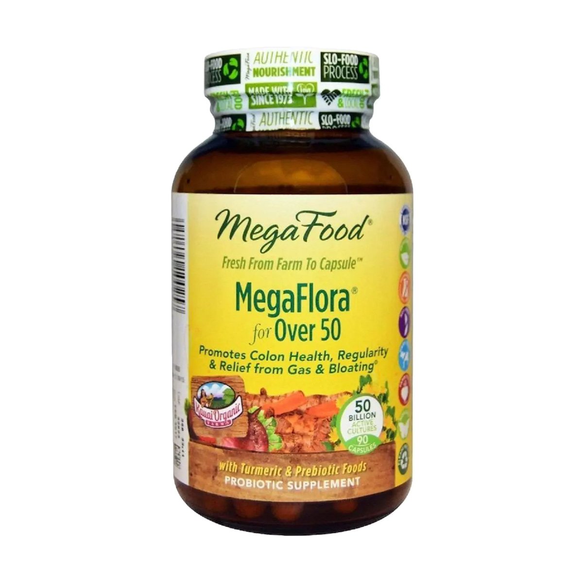 

Пробіотики MegaFood MegaFlora for Over 50 Probiotic with Turmeric, 90 капсул