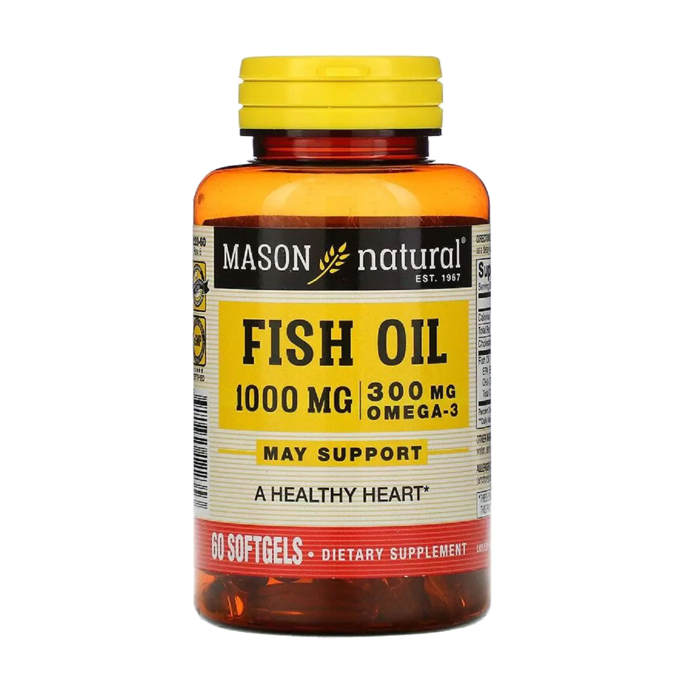 

Риб'ячий жир з Омега-3 Mason Natural Omega-3 Fish Oil 1000 мг, 60 капсул