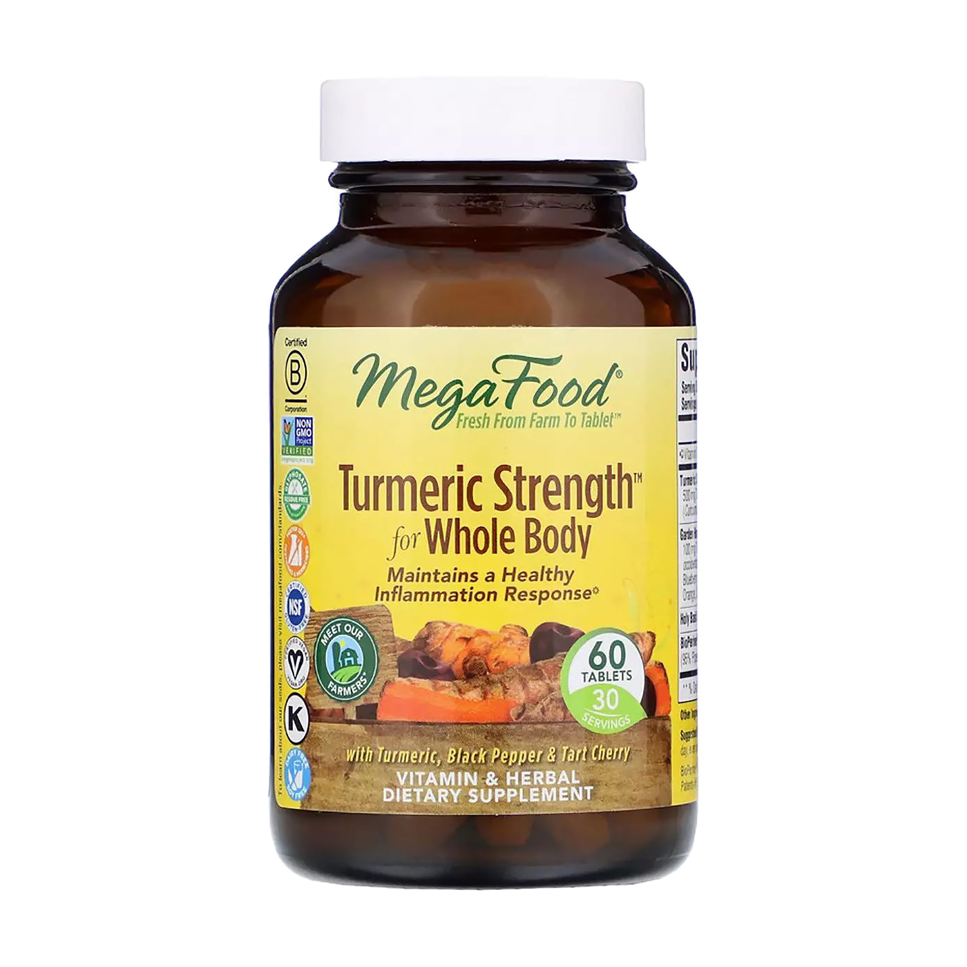 

Сила куркуми для всього організму MegaFood Turmeric Strength for Whole Body, 60 таблеток