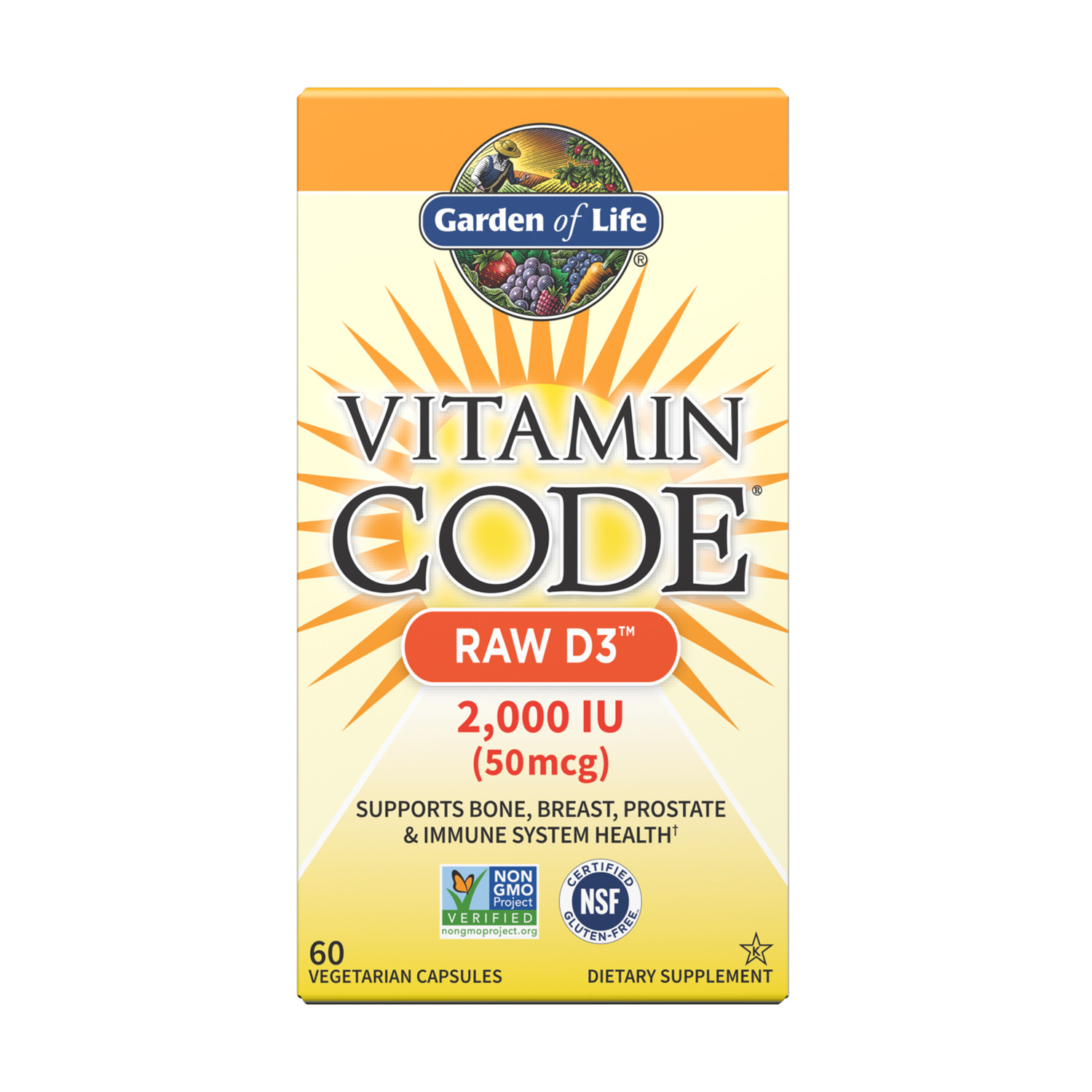 

Вітамін Д3 Garden of Life Vitamin Code Raw D3 2000 МО, 60 капсул