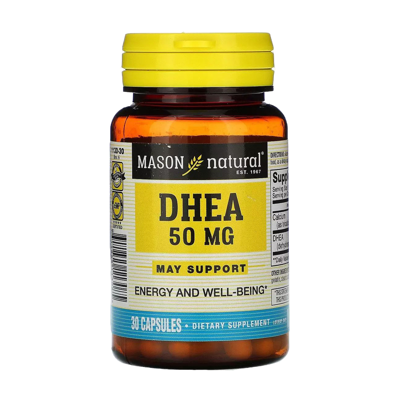 

Дегідроепіандростерон Mason Natural DHEA 50 мг, 30 капсул