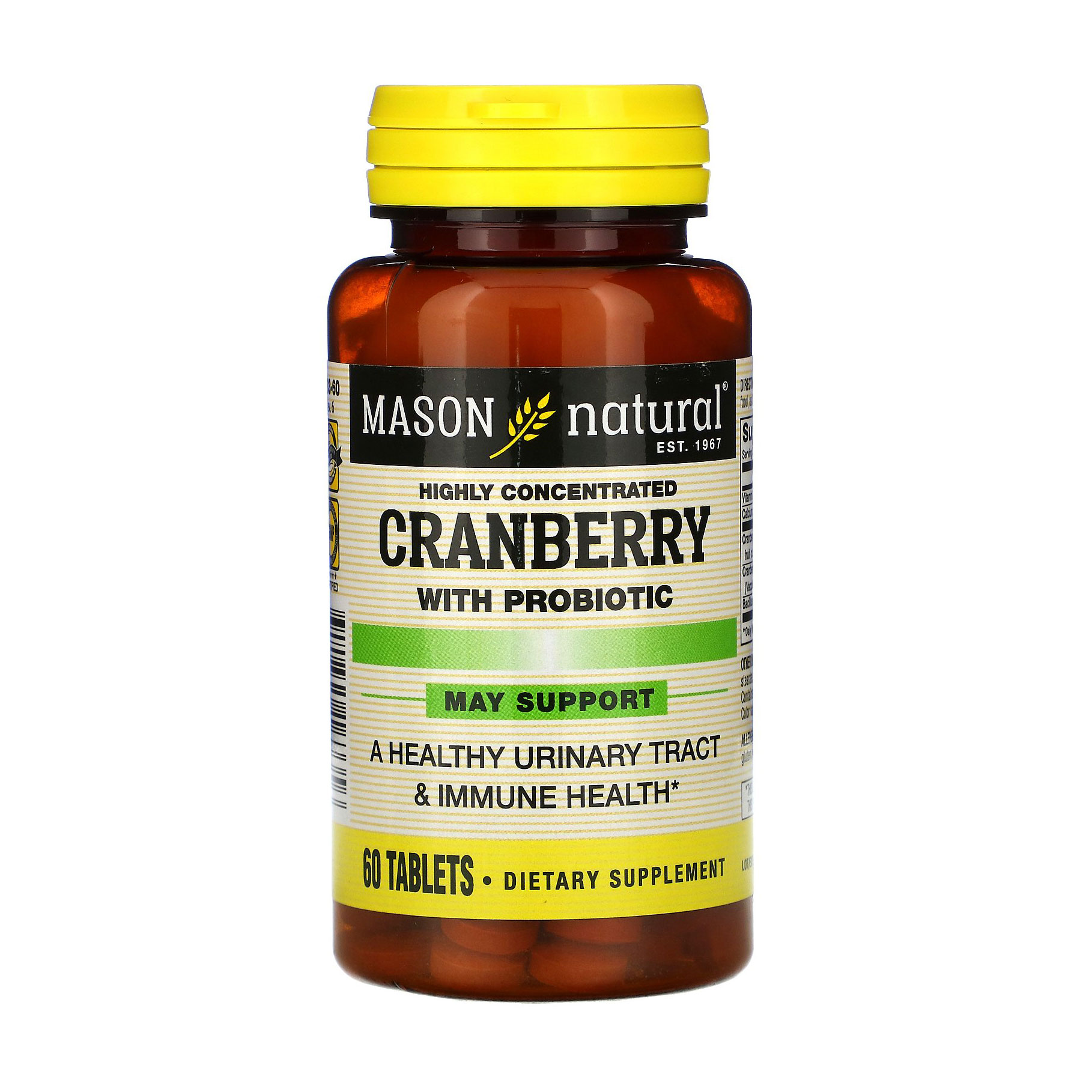 

Журавлина з пробіотиком Mason Natural Highly Concentrated Cranberry with Probiotic, 60 таблеток