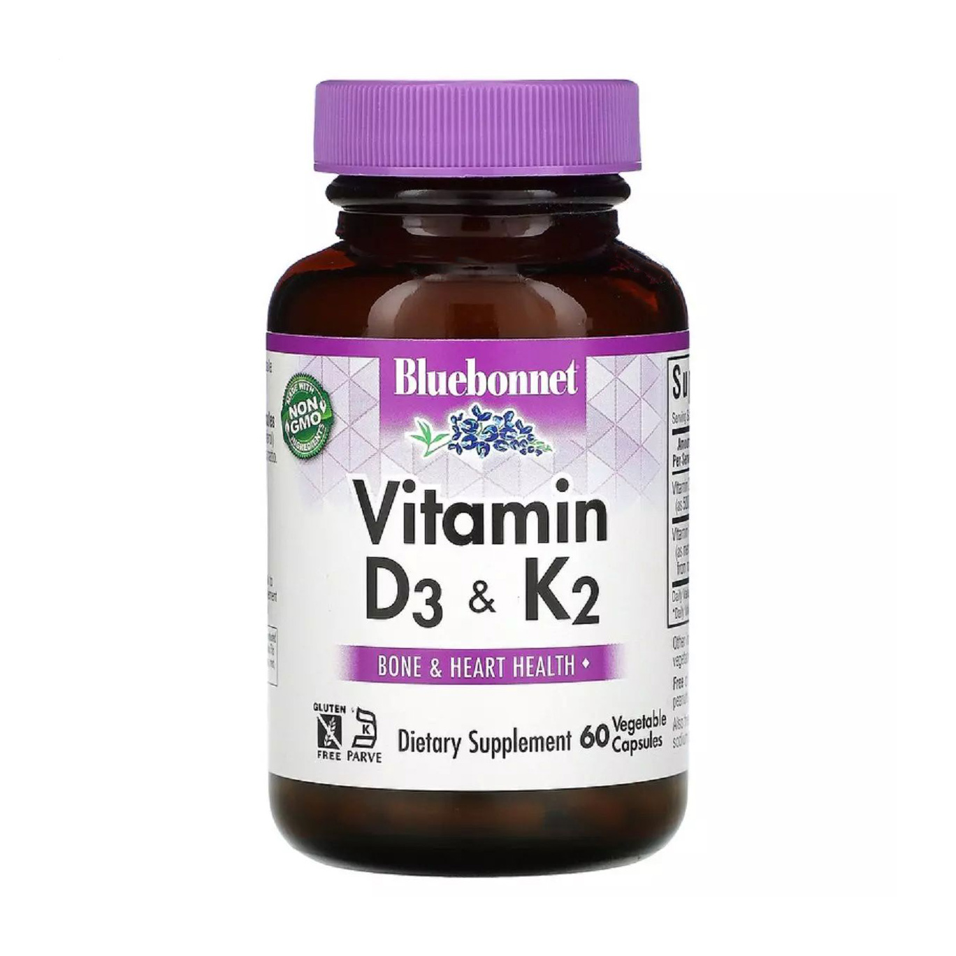 

Вітаміни Д3 і K2 Bluebonnet Nutrition Vitamin D3 & K2, 60 капсул